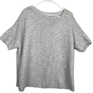Pure Jill Asymmetrical Neck Line Sweater Marbled Grey XL Petite